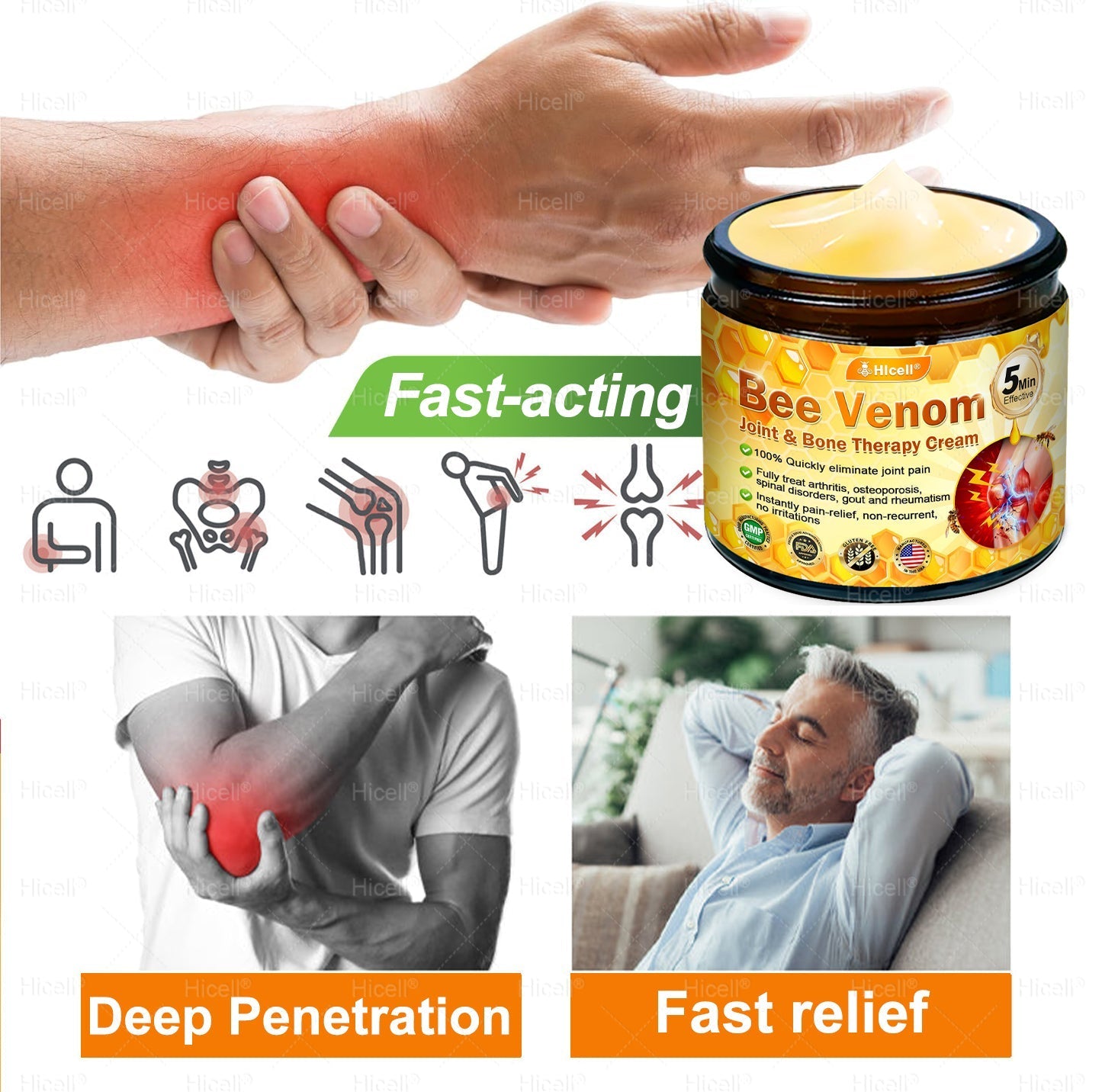 𝙃𝒊𝒄𝒆𝒍𝒍® Bee Venom Pain-Relief Bone Healing Cream 🎄🎄(Specially for older adults)