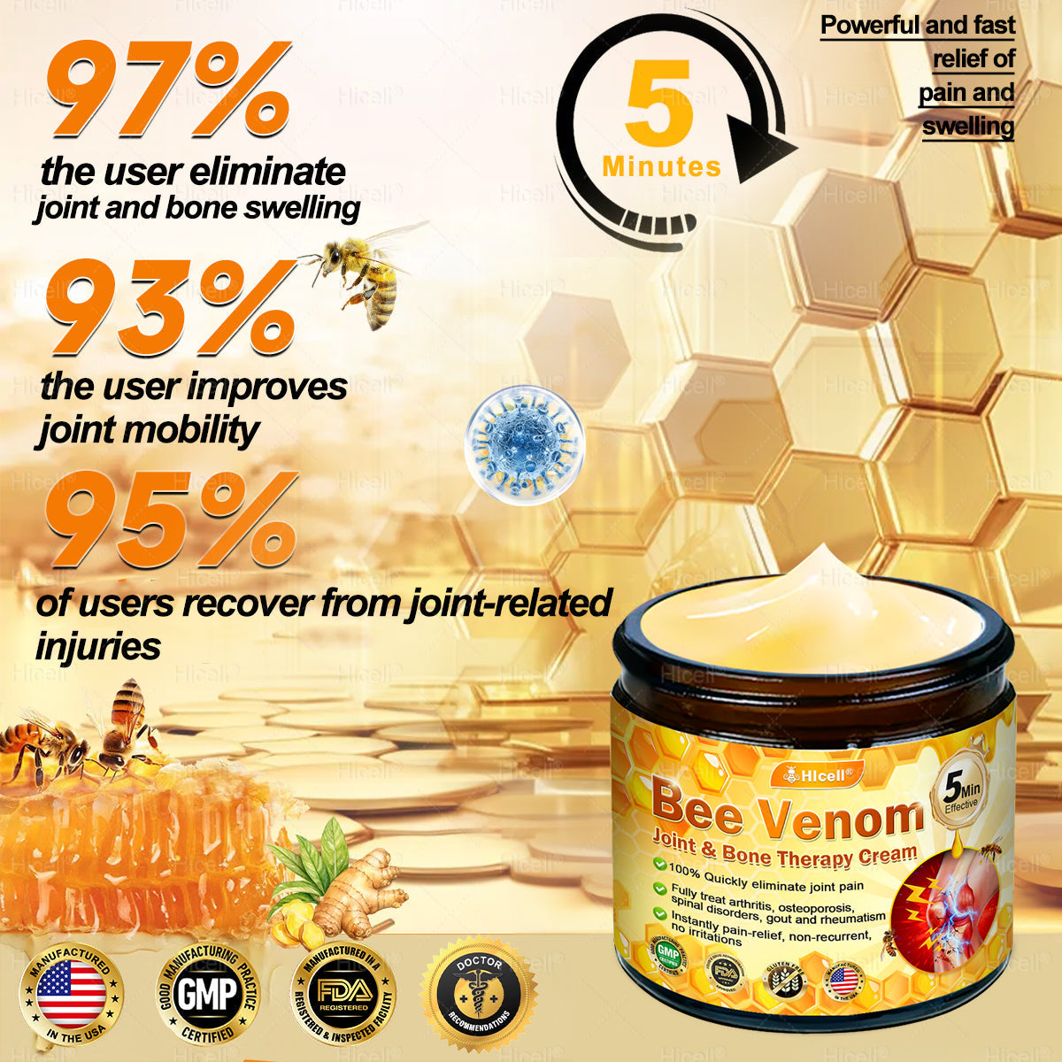 𝙃𝒊𝒄𝒆𝒍𝒍® Bee Venom Pain-Relief Bone Healing Cream 🎄🎄(Specially for older adults)