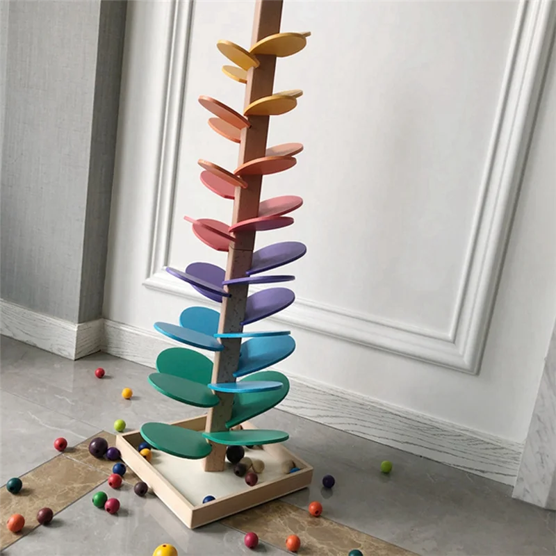 Y67A-Rainbow Musical Tree Toy Demolition Leaves Tower Ball Game Kids Educational Music Tree Toys